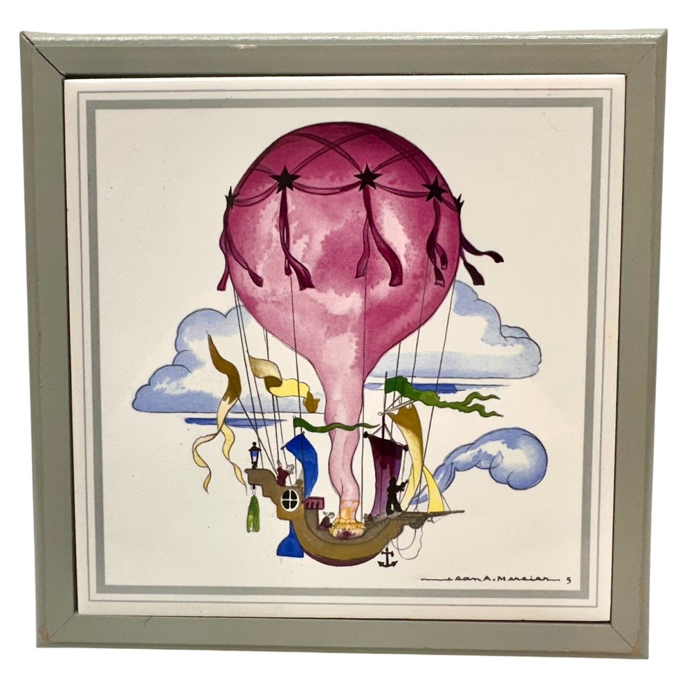 Villeroy Boch Le Ballon Hot Air Balloon Trivet Tile‎ London Pink West Germany